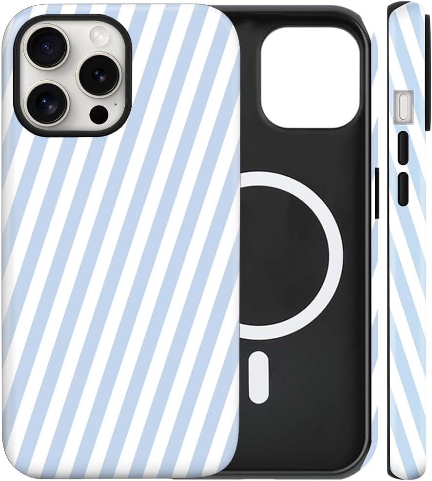 Magnetic for iPhone 11 Case Cute Diagonal Stripes Phone Case, Blue