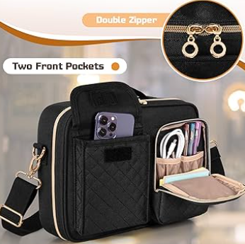 LUXJA Bible Cover Case for Women with Detachable Pen Slots, Bible Case with Multiple Pockets and Shoulder Strap (Patent Pending), Black