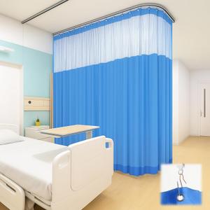 180" W X 84"L/15x7FT LInherent Flame Retardant Hospital Curtain Room Divider, Grommet Flame Resistant Cubicle Curtains Medical Privacy Curtain for Hospital, Medical Clinic, Lab, School, Blue