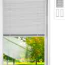 Universal 22" x 36" Low E Entry Door Clear Glass Insert, Raise & Lower Blind Glass & Flat White Frame - Easy to Install, Use and Maintain - Innovative Window Shades Protected Behind Tempered Safety