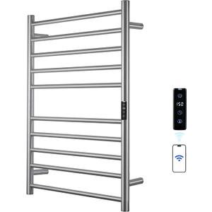 Electric Towel Rack with Voice Control for Alexa & Google Home,TUYA-Wall-Mounted Bathroom Heating Towel Warmer,Stainless Steel Material,31.5x20.08x4.41in,Plug-in,Brushed,10 Bars
