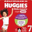 Huggies Size 7 Baby Diapers, Little Movers HuggFit 360 Baby Diapers with 360 Waistband, Size 7 (41+ lbs), 70 Count