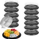 12 Pack Catering Trays with Lids, Round 12 Inch Veggie Tray with Lid, Disposable Fruit Tray for Parties, Catering Trays for Serving Snack, Appetizer, Fruit, Veggie and Sandwich