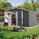 DWVO 10'x8' Large Metal Outdoor Storage Shed, Heavy Duty Tool Storage Sheds for Backyard Patio Lawn - Ideal for Bicycles, Garden Tools, and Lawn Equipment, Easy-to-Assemble, Dark Gray