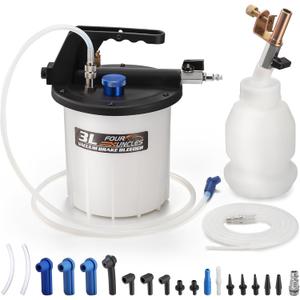 FOUR UNCLES Brake Bleeder Vacuum Pump Kit - Pneumatic Brake Fluid Extractor with 1L Refilling Bottle for Brake Fluid Bleeding, One-Person Operation