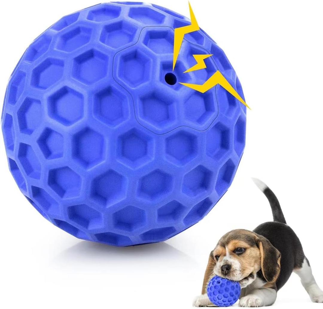 Tough Squeaky Dog Balls Puppy Toys, Interactive Dog Toys for Small Dogs, Puppy Chew Toys for Teething and Relax, Dog Chew Toy Small Balls Dog Toys for Small Breed, Outdoor Dog Toys for Dogs (Blue)