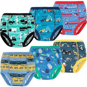 MooMoo Baby 6 Packs Potty Training Underwear Absorbent Vehicle Training Pants for Toddler Boys Pee Pants 3T-9