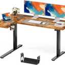 Muvai 71 Inch L Shaped Standing Desk Adjustable Height with Cable Management Tray,Gaming Electric Corner Standing Desk, Sit Stand Computer Table with Reversiable Splice Board, Rustic Brown