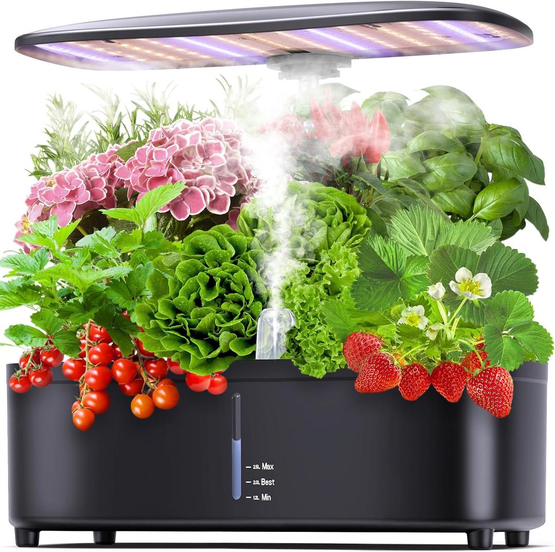 Misting 15 Pods Hydroponic Growing System Herb Garden Kit Indoor,2.5L Large Tank Plant Germination Kit with Adjustable Height Grow Light to 20", Quiet Pump, Auto Timer, Gardening Christmas Gifts