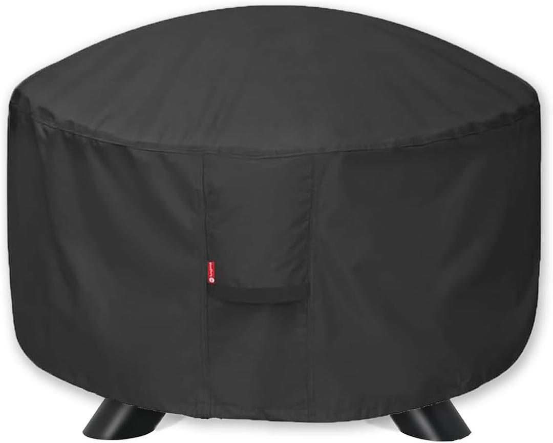SheeChung Fire Pit Cover Round 32"Dx16"H,Fits 28",30",32" Fire Pit,Waterproof Heavy Duty 600D Polyester Fire Bowl Cover,Outdoor Patio Gas Table firepit Cover Weather Resistant
