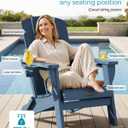 Folding Adirondack Chair 1 Pack, HDPE All-Weather Fire Pit Chairs, Plastic Adirondack Chairs with 2 Cup Holder, Outdoor Lawn Chair for Patio Garden (New Blue), 29 inches x 29 inches x 35 inches