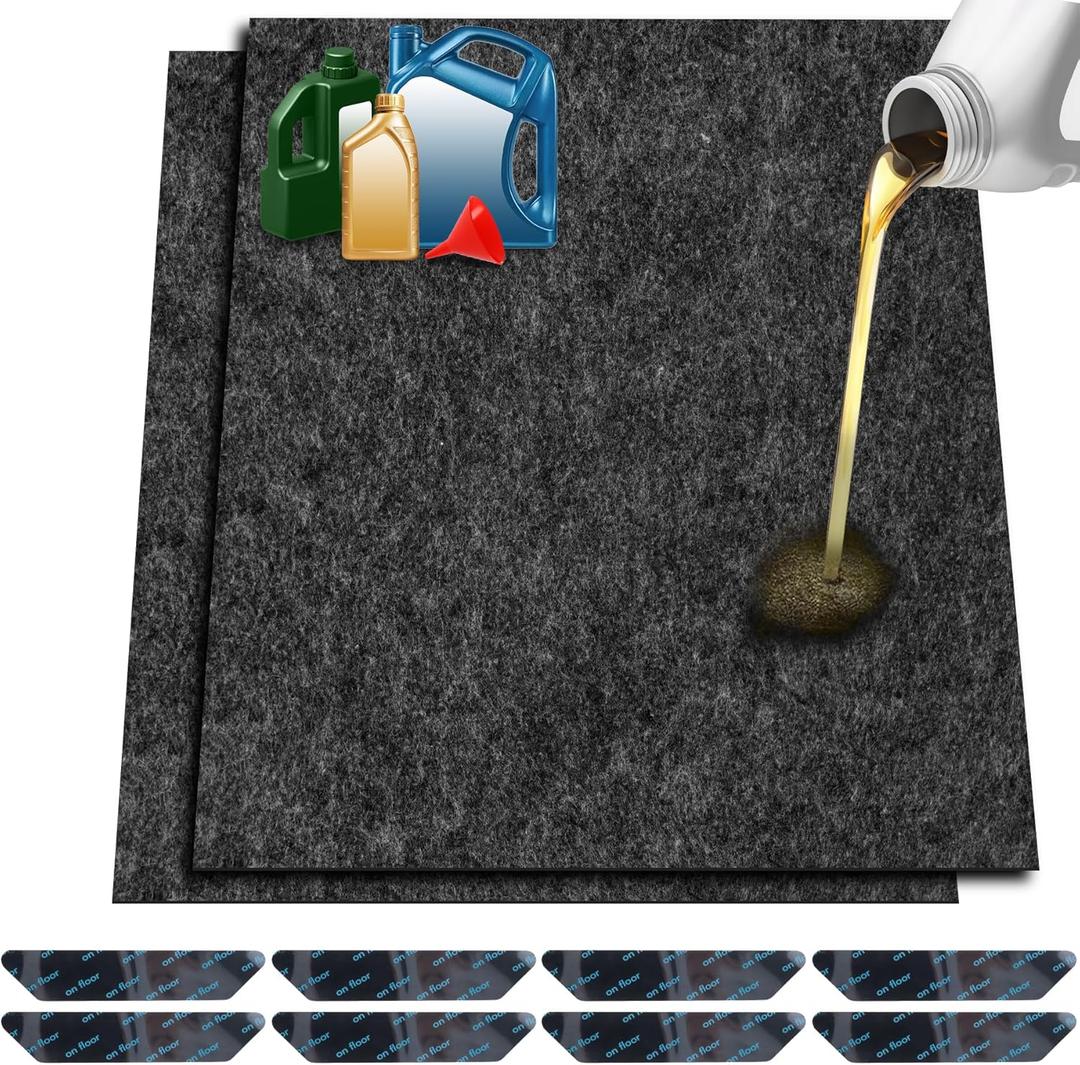 ToLanbbt 2 Pack Garage Floor Mat 60" x 36" - Oil Spill Mat for Under Car Driveway Oil Drip Pad with 8P Tapes, Waterproof Backing, Leak Absorbent, Reusable, Washable, Protect Garage Floor (Dark Gray)