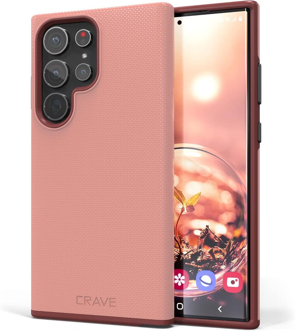 Crave for Samsung Galaxy S23 Ultra Case, Shockproof Protection Dual Layer Case for Samsung Galaxy S23 Ultra (6.8 inch) - Blush