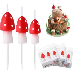 Tondiamo 9 Pcs Birthday Candles Forest Mushroom Candles Cake Decorations Mushroom Cake Topper Woodland Cupcake Topper Fairy Cupcake Decorations for Birthday Baby Shower Party Home Wedding Favor
