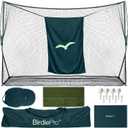 BirdiePro - American Pro Golf Practice Net, 10x7ft Heavy Duty Golf Hitting Net with EchoShield Target & FlexWeave Net, Indoor Outdoor Training Backyard, Full Set with Mat, Balls & Cap (Deep forest)