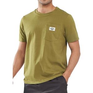 NORTHYARD Men's Cotton Shirts Heavyweight Short Sleeve Casual T-Shirts with Chest Pocket Work Wear (Green, S)