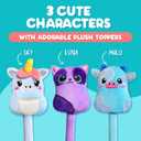 BUNMO Plush Cute Pens 3-Pack Squishy Animal Pens w/Scented Glitter Ink Refills Cat, Cow, Unicorn Fun Writing, Doodling & Journaling for Kids & Teens