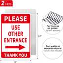 Please Use Other Entrance Sign Aluminum 12x8 Inch Right Arrow Metal Waterproof for Enter Outdoor Business Office 2 Pack