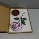 Stained Glass Flowers, Stained Glass Rose with Wood Base,Suncather Decor Mother's Day Birthday Gifts for Women, Home Party Tabletop Decorations
