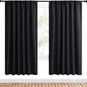 NICETOWN Black Blackout Curtain Blinds - Solid Thermal Insulated Window Treatment Blackout Drapes for Bedroom (2 Panels, 62 inches Wide by 72 inches Long)