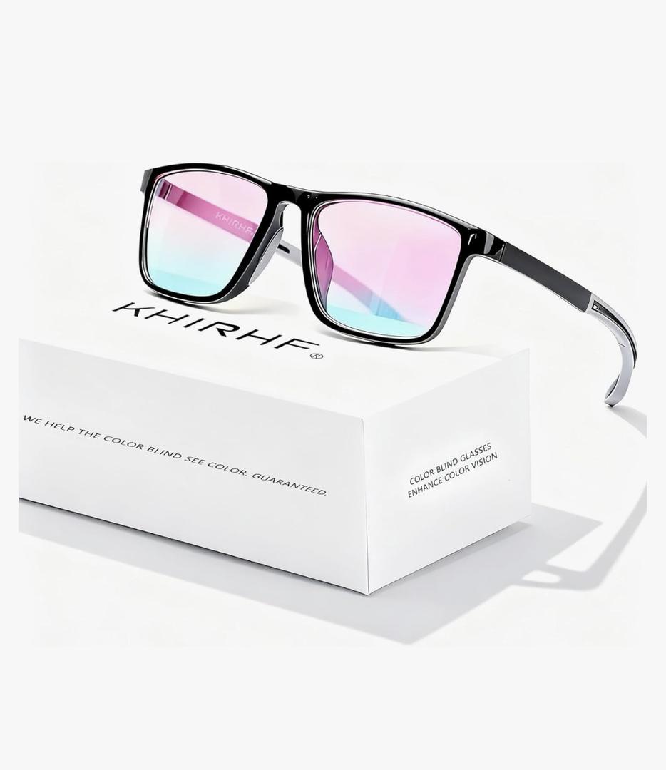 KHIRHF Color Blind Glasses for Men, Color Vision Deficiency Correcting & Enhancing Glasses for Red-Green Colour Blindness | Indoor & Outdoor Use