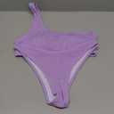 YIMISAN Women's Ribbed Bikini Sets One Shoulder Top with Mid Waist Two Piece Bathing Suit (Medium, Lilcac Purple)