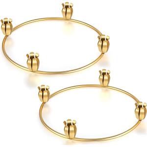 CHENGU 2 Pieces Advent Wreath Ring Candle Holder Christmas Ring Wreath Table Decoration Taper Metal Candle Holder for Christmas Advent Home Decor(Flower Shape)