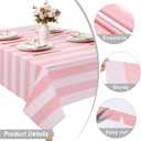 3 Packs Pink and White Striped Tablecloths 54 x 108 Inch Disposable Waterproof Plastic Table Covers Horizontal Pink Striped Tablecloths for Birthday Party Baby Shower Wedding Outdoor Picnic
