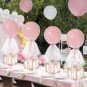 4 Set Pink Girl Tulle Tutu Balloon with Letter Boxes Baby Shower Table Centerpieces Decor for Gender Reveal 24'' Balloons White Tulle Cover with Stand, Boxes for Girl Boy Wedding Birthday witch Party
