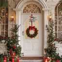 Vintage Christmas Wreath Hangers for Front Door Rustic Metal Xmas Ornament Robin Sign Bird Hook for Welcome Farmhouse Home Holiday Decoration