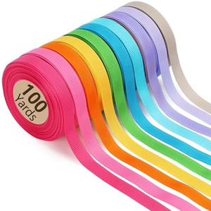 LaRibbons 3/8 Inch 100 Yards Grosgrain Ribbon Set 10 Yd/Roll 10 Rolls Spring Easter Craft Ribbon for Gift Wrapping Floral Bouquets Wedding Party Decoration