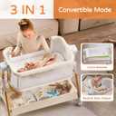 3 in 1 Baby Bassinet,Bedside/Rocking Bassinet for Baby,Bedside Crib with lockable Wheels,Waterproof Mattress,Adjustable 6 Heights,Portable Bassinets Bedside Sleeper for Newborn Infant-Beige