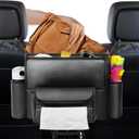 E EASTSTORM Car Purse Holder Between Seats, Car Seat Purse Handbag Holder, Automotive Consoles Organizers Storage Barrier Car Interior Accessories, Leather Large Capacity (Black)