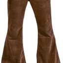 Men's Corduroy Vintage Bell Bottom Pants 70s, Disco Stretchy Flared Pants Fit 60s - 70s Outfits for Men, Men's Bell Bottom Jeans, (5X-Large, Coffee)