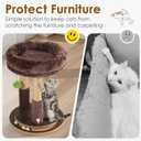22 Inch Heavy-Duty Cat Scratching Post with Cozy Plush Bed, 3 Sisal Scratching Posts, Interactive Cat Scratcher with Grooming Brush, Hanging Pom-Pom, Track Balls & Mouse Toy for Indoor Cats
