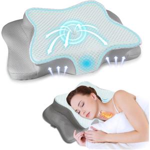 Pain Relief Cervical Pillow for Neck Support,Adjustable Ergonomic Pillow Cozy Sleeping,Odorless Orthopedic Memory Foam Pillows,Contour Bed Pillow for Side Back Stomach Sleeper (Queen Size-24.8''Lx14.96''Wx5.78''H, Light Green)