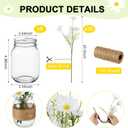 43 Pcs/ 6 Set Daisy Mason Jar Table Centerpiece Mason Jar Vases Faux Floral with Rope Boho Rustic Flower Table Decoration for Reception Engagement Party Bridal Shower Wedding