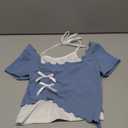 RoseSeek Girl's Halter Crop Tops Colorblock Bowknot Fake Two Piece Cute Summer T Shirt Y2k Tops Trendy White Blue 10Yrs Old 