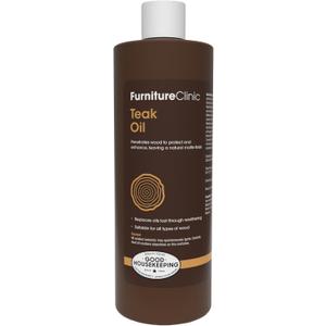 Furniture Clinic Teak Oil | Wood Oil Protects & Cleans Outdoor & Indoor Furniture, Boats, Shower Benches | Restore & Protect Wood, Prevent Drying & Other Damage | Natural Matte Finish | 17oz/500ml (500ml / 17 Fl Oz)