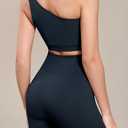 ODODOS Seamless Biker Shorts for Women 5" Inseam Ribbed High Waisted Running Yoga Shorts, Lycra Deep Blue, Medium (Black, M)