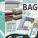 6 Pack Vacuum Storage Bags, Space Saver Bags (2 Jumbo/2 Large/2 Medium) Compression Storage Bags for Comforters and Blankets, Vacuum Sealer Bags for Clothes Storage, Hand Pump Included