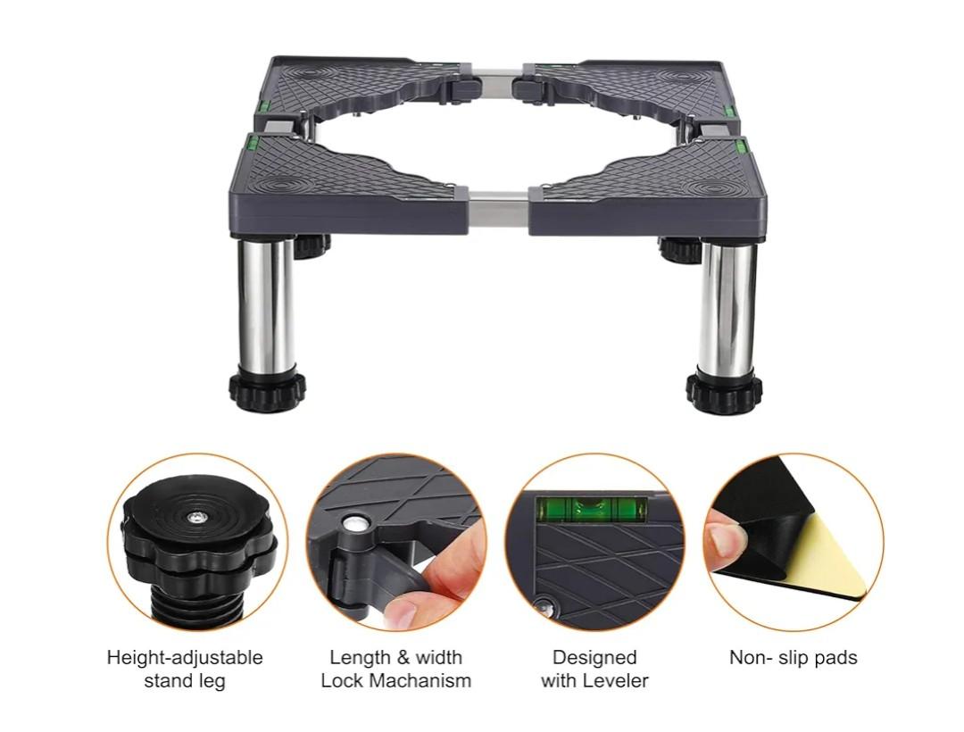 PATIKIL Mini Fridge Stand, 4 Strong Feet Laundry Stand Base Multi-Functional Adjustable Base Tray Anti-Vibration for Refrigerator Washing Machine Dryer Dishwasher AC, 7.5"-8.6" Height