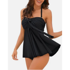 LookbookStore Women's Tankini Set - Halter Bandeau Two-Piece Self-Tied Swimsuits (XL)