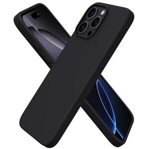 ORNARTO Compatible with iPhone 16 Pro Max Case 6.9", Slim Liquid Silicone 3 Layers Soft Gel Rubber Shockproof Protective Cover with Anti-Scratch Microfiber Lining-Black