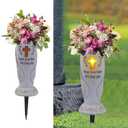 Cemetery Grave Flower Vase,Cometery Decorations for Grave,Angel Vases with Spike，Angel Wings and Cross Solar Light Cemetery Vase with Removable Stakes, Gift for Lost Lovers Ones