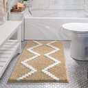 DEXDE Bathroom Rugs 30x20, Extra Soft Absorbent Microfiber Bath Rugs, Non Slip Quick Dry Rubber Backing Machine Washable Bath Mats for Bathroom Floor, Shower, Home Decor Accessories, Beige