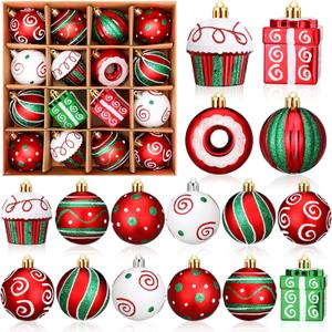 HyDren 16 Pack Red and Green Christmas Ball Ornaments for Christmas Tree 2.36 Inch Red and Green Shatterproof Christmas Tree Decorations Hanging Ball Ornaments for Xmas Trees Holiday