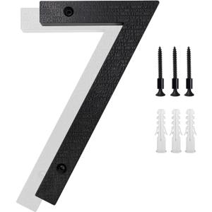 8 Modern Floating House Numbers for Outside, Large Black Shadow Home Number with Nails Kit & Template, Easy to Be Mounted for Exterior House Address, Garage Gate, Street, Farmhouse, Number 7