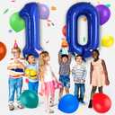 4 x TONIFUL 40 Inch Number 10 Balloon Laser Dark Blue Digital 10 Balloon Giant Foil 10 Navy Blue Balloons for 10th Birthday Party Engagement 10th Anniversary Celebration Graduations Decorations Supplies