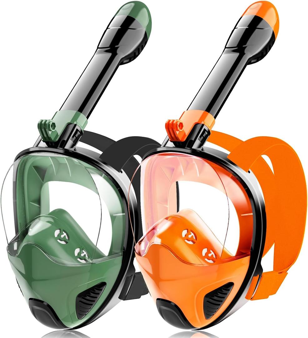 Full Face Snorkel Mask for Adults Teen, Snorkeling Gear with Detachable Camera Mount, Panoramic 180 View, Anti-Fog Anti-Leak Snorkling Set for Man and Women